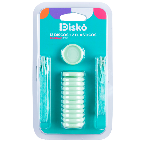 KIT 13 Discos + Elástico Verde Claro - Padrão 24MM