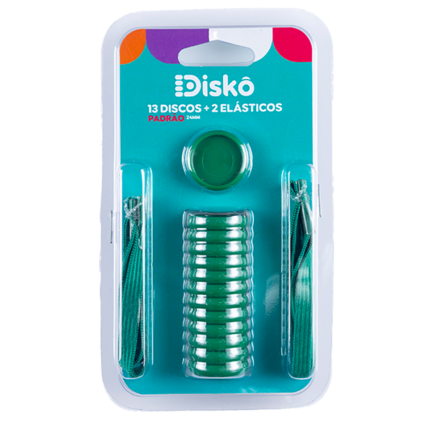 KIT 13 Discos + Elástico Verde Bandeira - Padrão 24MM