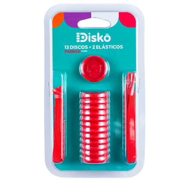KIT 13 Discos + Elástico Vermelho - Padrão 24MM