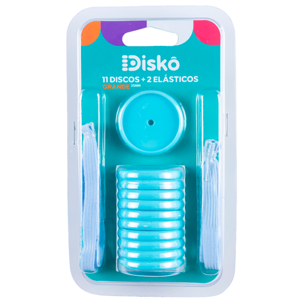 KIT 11 Discos + Elástico Azul Pacífico - Grande 35MM